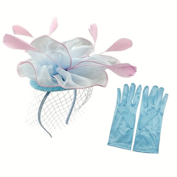 Fascinator Headband with Gloves Necklace - Picture 3 of 9